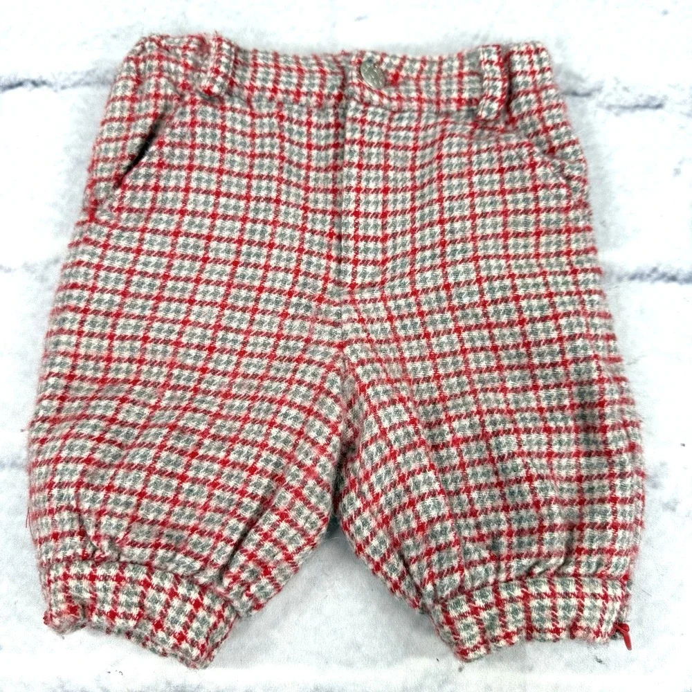 Vintage MAFRAT Italy Baby‎ 100% Wool Pants Size 0M Prince Of Wales Check Lined